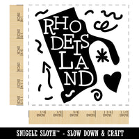 Rhode Island with Text Swirls Self-Inking Rubber Stamp Ink Stamper