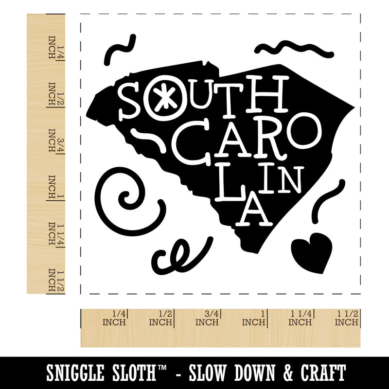 South Carolina State with Text Swirls Self-Inking Rubber Stamp Ink Stamper