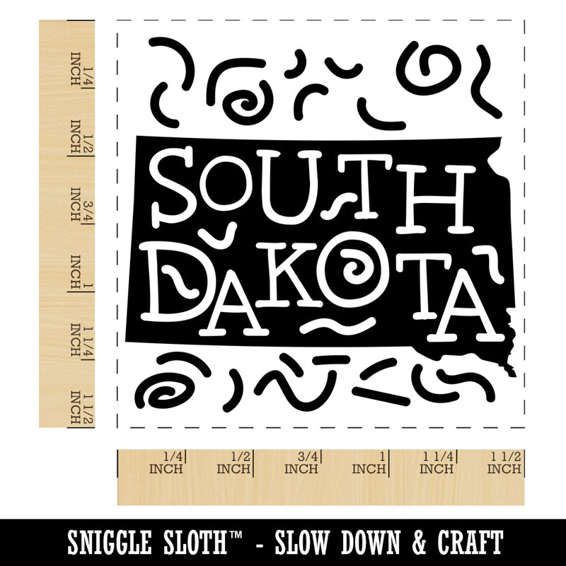 South Dakota State with Text Swirls Self-Inking Rubber Stamp Ink Stamper