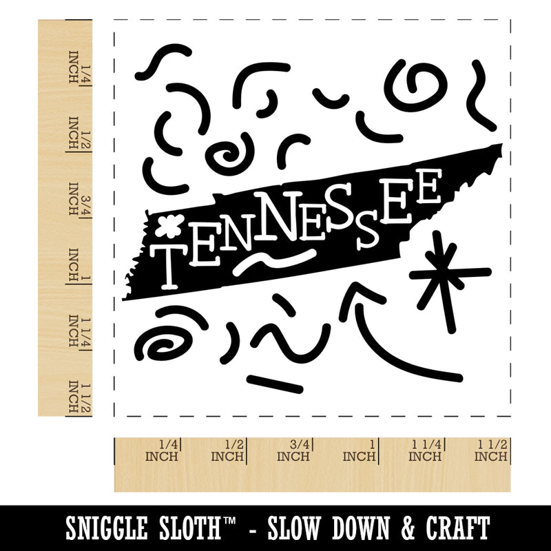 Tennessee State with Text Swirls Self-Inking Rubber Stamp Ink Stamper