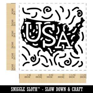 USA United States America Country with Text Swirls Self-Inking Rubber Stamp Ink Stamper