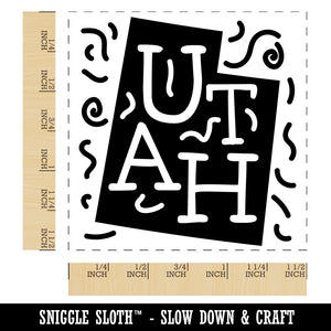 Utah State with Text Swirls Self-Inking Rubber Stamp Ink Stamper