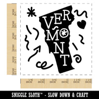 Vermont State with Text Swirls Self-Inking Rubber Stamp Ink Stamper