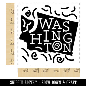 Washington State with Text Swirls Self-Inking Rubber Stamp Ink Stamper