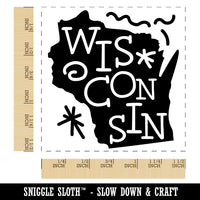 Wisconsin State with Text Swirls Self-Inking Rubber Stamp Ink Stamper