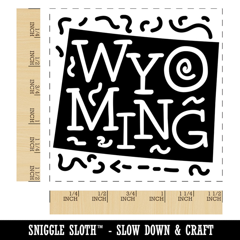 Wyoming State with Text Swirls Self-Inking Rubber Stamp Ink Stamper