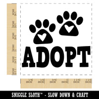 Adopt Dog Cat Paw Prints Hearts Love Fun Text Self-Inking Rubber Stamp Ink Stamper
