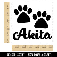 Akita Dog Paw Prints Fun Text Self-Inking Rubber Stamp Ink Stamper