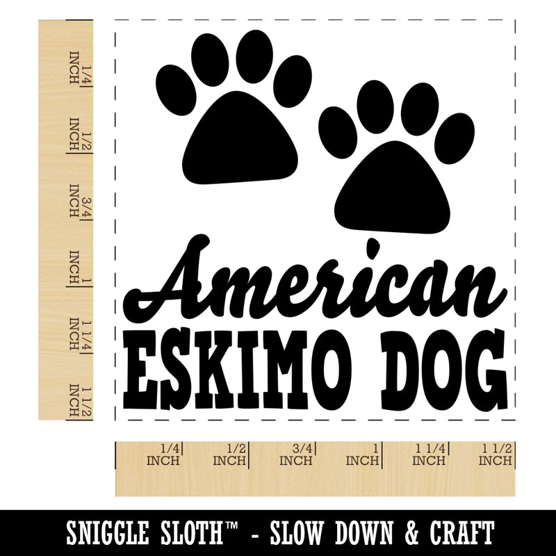 American Eskimo Dog Paw Prints Fun Text Self-Inking Rubber Stamp Ink Stamper