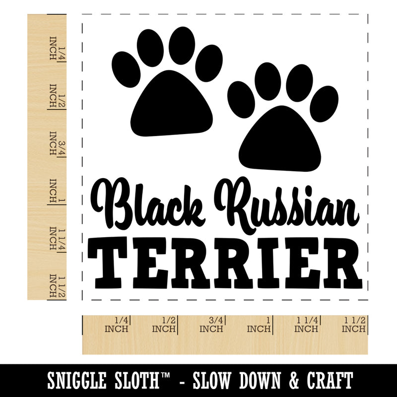 Black Russian Terrier Dog Paw Prints Fun Text Self-Inking Rubber Stamp Ink Stamper