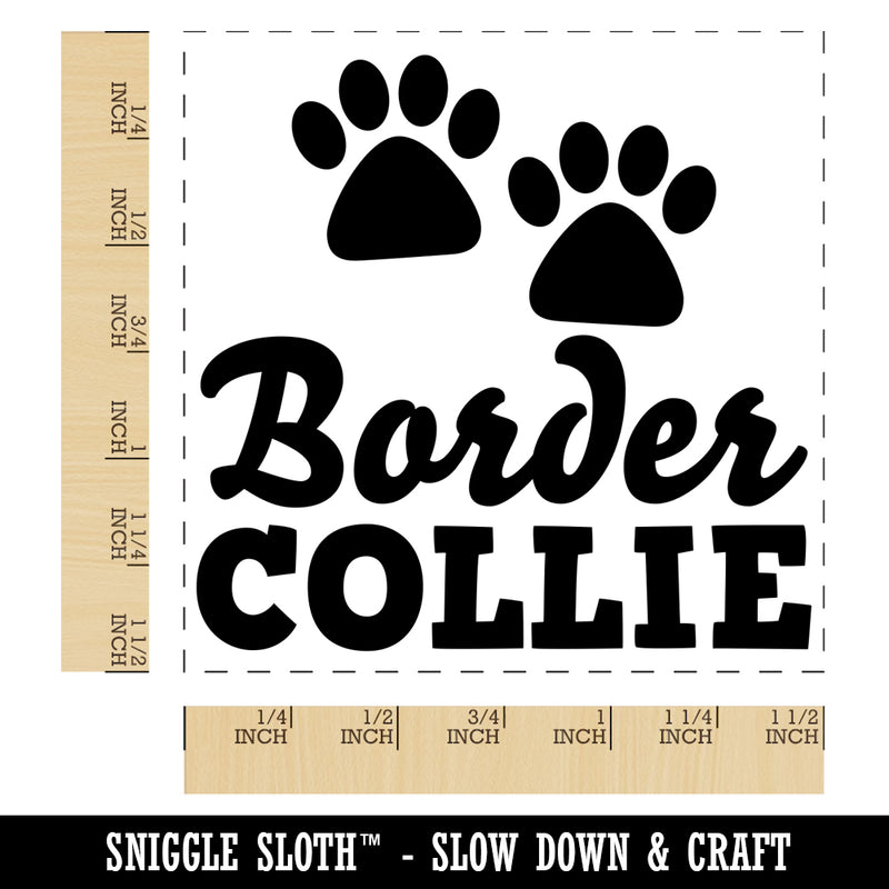 Border Collie Dog Paw Prints Fun Text Self-Inking Rubber Stamp Ink Stamper