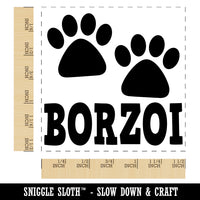 Borzoi Dog Paw Prints Fun Text Self-Inking Rubber Stamp Ink Stamper