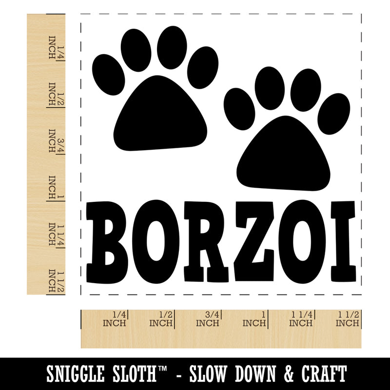 Borzoi Dog Paw Prints Fun Text Self-Inking Rubber Stamp Ink Stamper