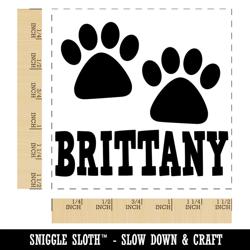 Brittany Dog Paw Prints Fun Text Self-Inking Rubber Stamp Ink Stamper