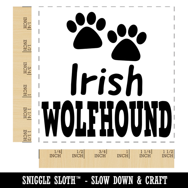 Irish Wolfhound Dog Paw Prints Fun Text Self-Inking Rubber Stamp Ink Stamper
