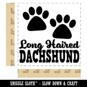 Long Haired Dachshund Dog Paw Prints Fun Text Self-Inking Rubber Stamp Ink Stamper