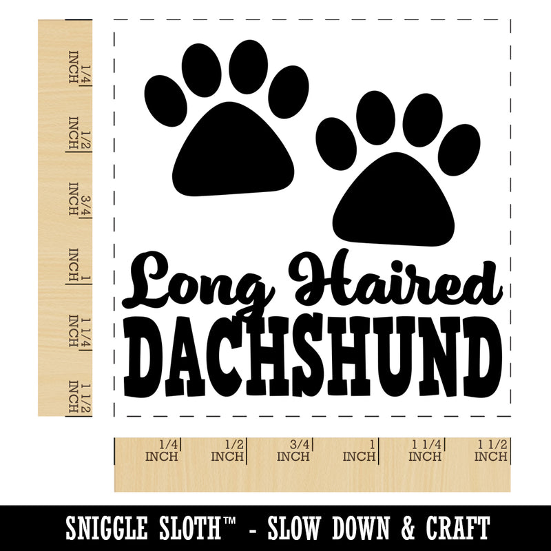 Long Haired Dachshund Dog Paw Prints Fun Text Self-Inking Rubber Stamp Ink Stamper