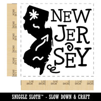 New Jersey State with Text Swirls Self-Inking Rubber Stamp Ink Stamper