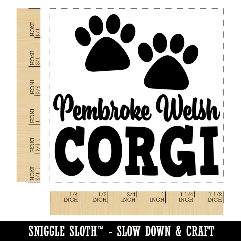 Pembroke Welsh Corgi Dog Paw Prints Fun Text Self-Inking Rubber Stamp Ink Stamper