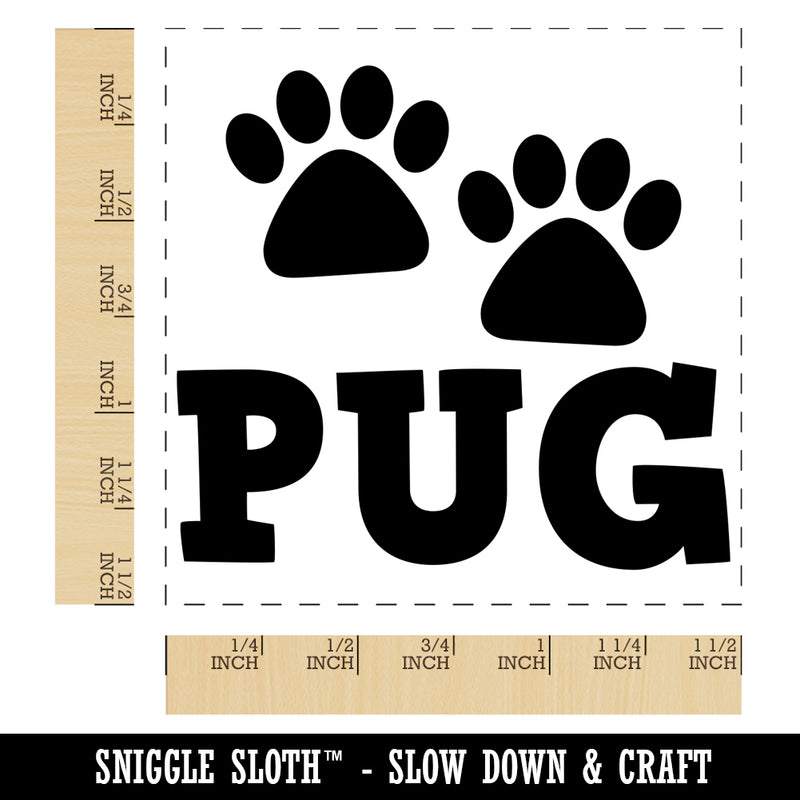 Pug Dog Paw Prints Fun Text Self-Inking Rubber Stamp Ink Stamper