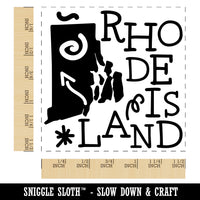 Rhode Island State with Text Swirls Self-Inking Rubber Stamp Ink Stamper