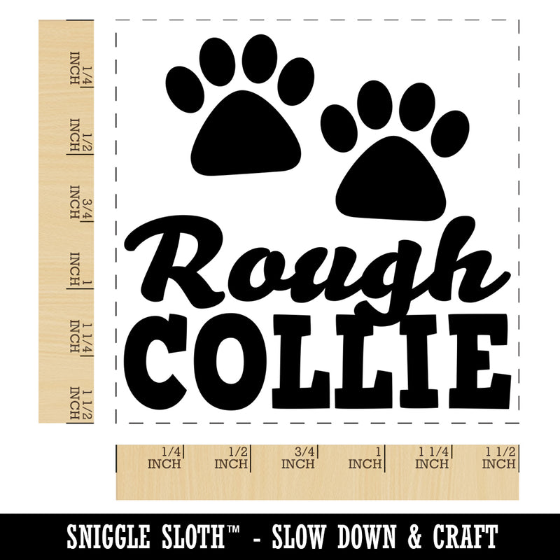 Rough Collie Dog Paw Prints Fun Text Self-Inking Rubber Stamp Ink Stamper