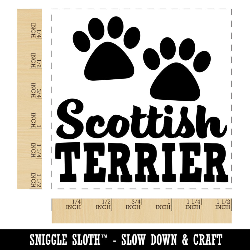 Scottish Terrier Dog Paw Prints Fun Text Self-Inking Rubber Stamp Ink Stamper