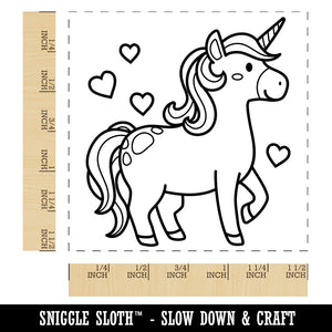 Cute Unicorn with Hearts Self-Inking Rubber Stamp Ink Stamper