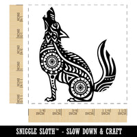 Folk Art Wolf Self-Inking Rubber Stamp Ink Stamper