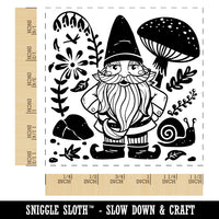 Garden Gnome with Background Self-Inking Rubber Stamp Ink Stamper