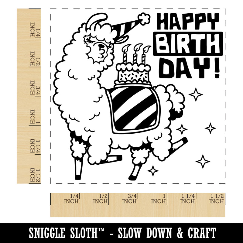 Happy Birthday Alpaca Self-Inking Rubber Stamp Ink Stamper