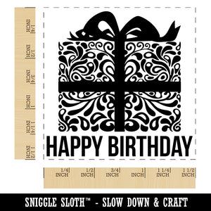 Happy Birthday Elegant Present Self-Inking Rubber Stamp Ink Stamper