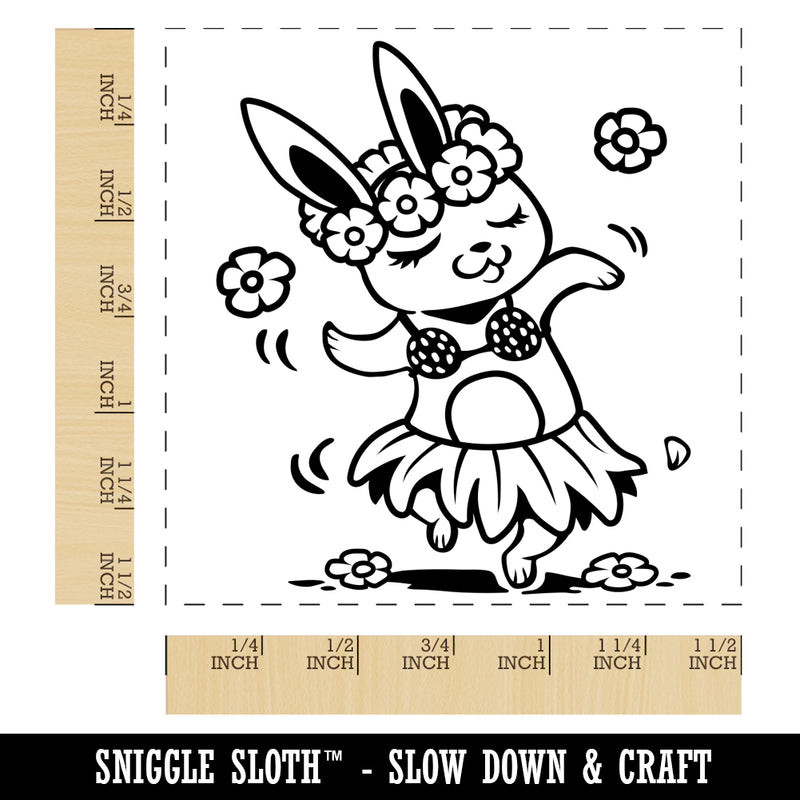 Luau Hawaiian Hula Bunny with Lei Self-Inking Rubber Stamp Ink Stamper