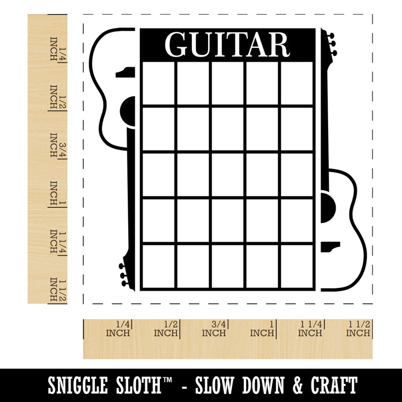 Split Acoustic Guitar Chord Chart Self-Inking Rubber Stamp Ink Stamper