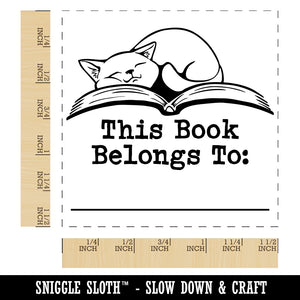 This Book Belongs to Sleepy Cat Self-Inking Rubber Stamp Ink Stamper