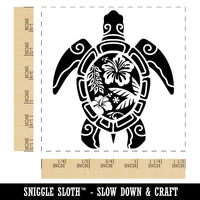 Tribal Hibiscus Sea Turtle Self-Inking Rubber Stamp Ink Stamper