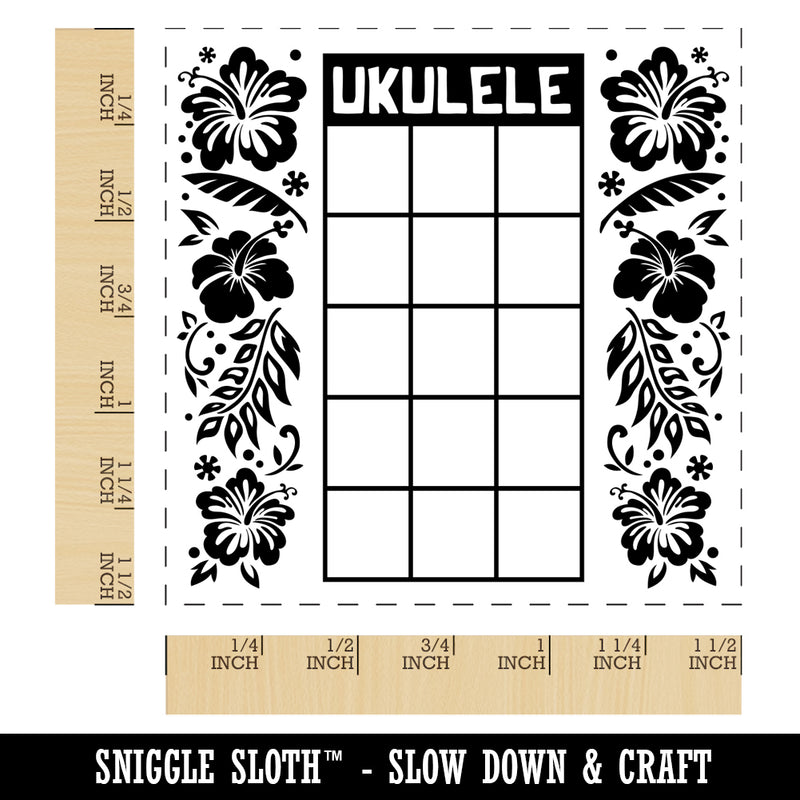 Ukulele Hibiscus Flower Chord Chart Self-Inking Rubber Stamp Ink Stamper