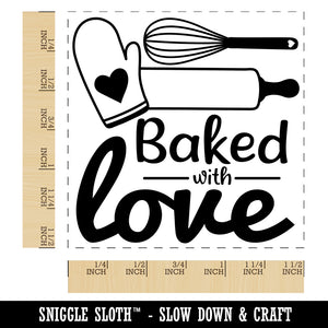 Baked With Love Whisk Rolling Pin Self-Inking Rubber Stamp Ink Stamper