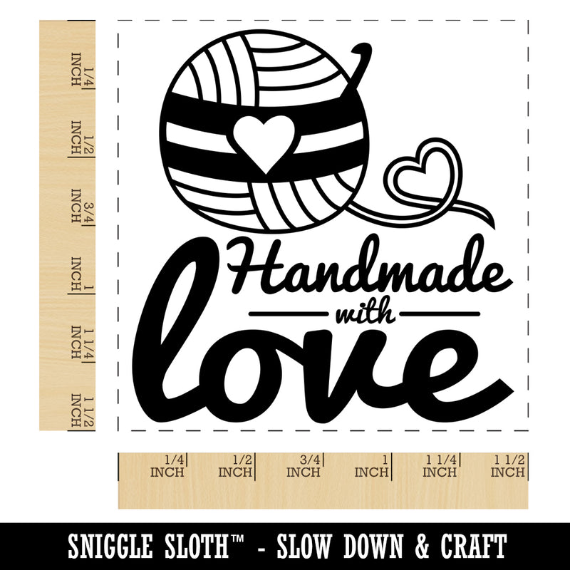 Handmade With Love Crochet Yarn Self-Inking Rubber Stamp Ink Stamper