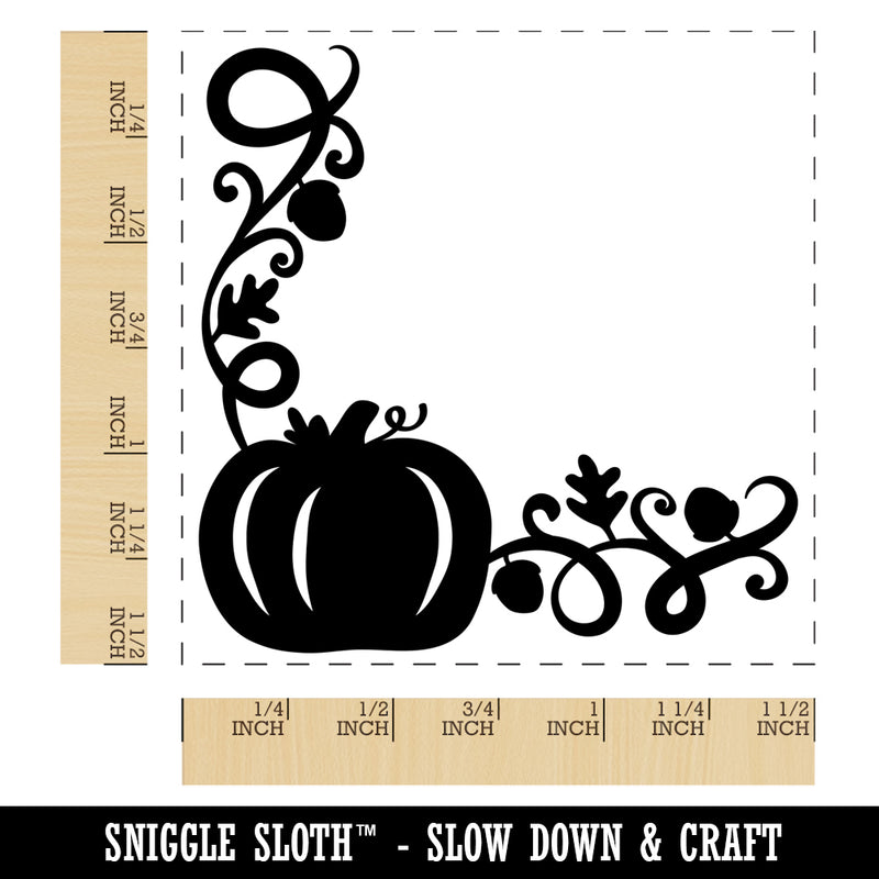 Pumpkin Fall Corner Harvest Halloween Thanksgiving Self-Inking Rubber Stamp Ink Stamper