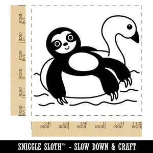 Sloth on Swan Pool Floaty Self-Inking Rubber Stamp Ink Stamper