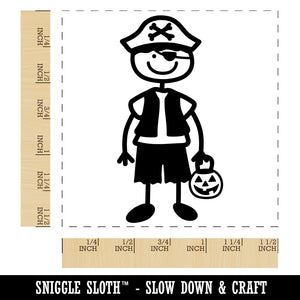 Stick Figure Boy Halloween Pirate Self-Inking Rubber Stamp Ink Stamper