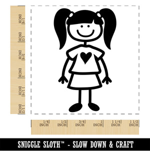 Stick Figure Girl Daughter Self-Inking Rubber Stamp Ink Stamper