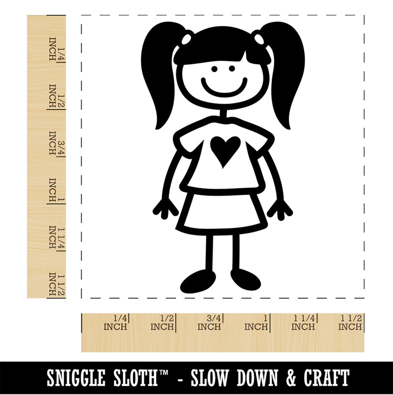 Stick Figure Girl Daughter Self-Inking Rubber Stamp Ink Stamper