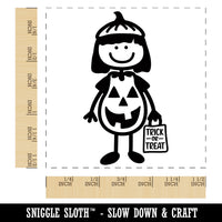 Stick Figure Girl Halloween Pumpkin Self-Inking Rubber Stamp Ink Stamper