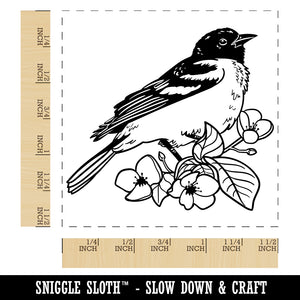 Baltimore Oriole Bird in Flowering Tree Self-Inking Rubber Stamp Ink Stamper