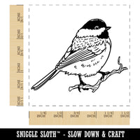 Black-Capped Chickadee Bird on Branch Self-Inking Rubber Stamp Ink Stamper