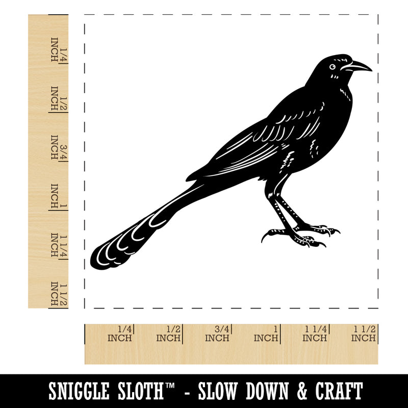 Brash Great-Tailed Grackle Black Bird Self-Inking Rubber Stamp Ink Stamper