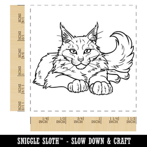 Gentle Maine Coon Cat Self-Inking Rubber Stamp Ink Stamper