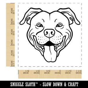Happy Pit Bull Face Self-Inking Rubber Stamp Ink Stamper